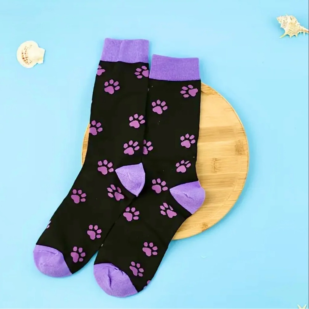 Purple Paw Print Socks